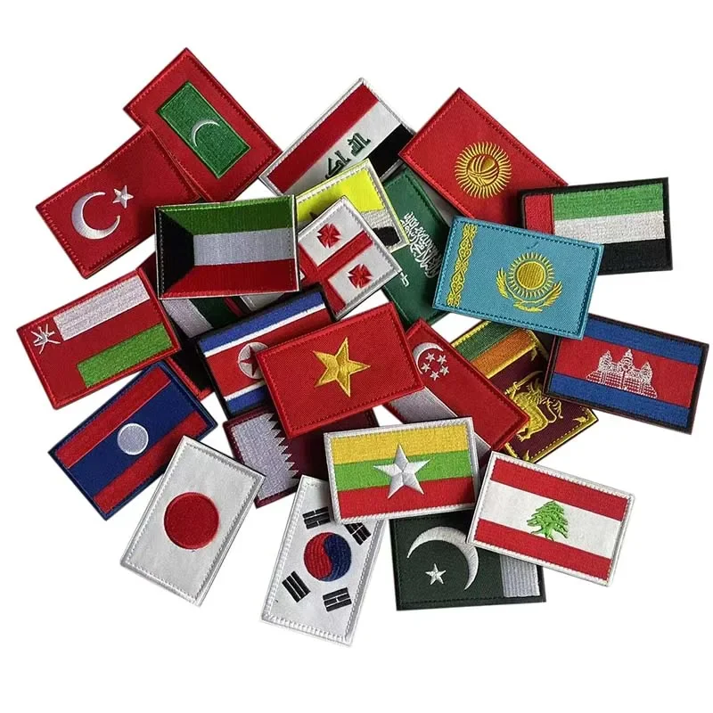 Pakistan,Korea,Lebanon,Vietnam Flag Badges,Asian Country Flags Fabric Applique Embroidered Patches Tactical Stickers on Clothing