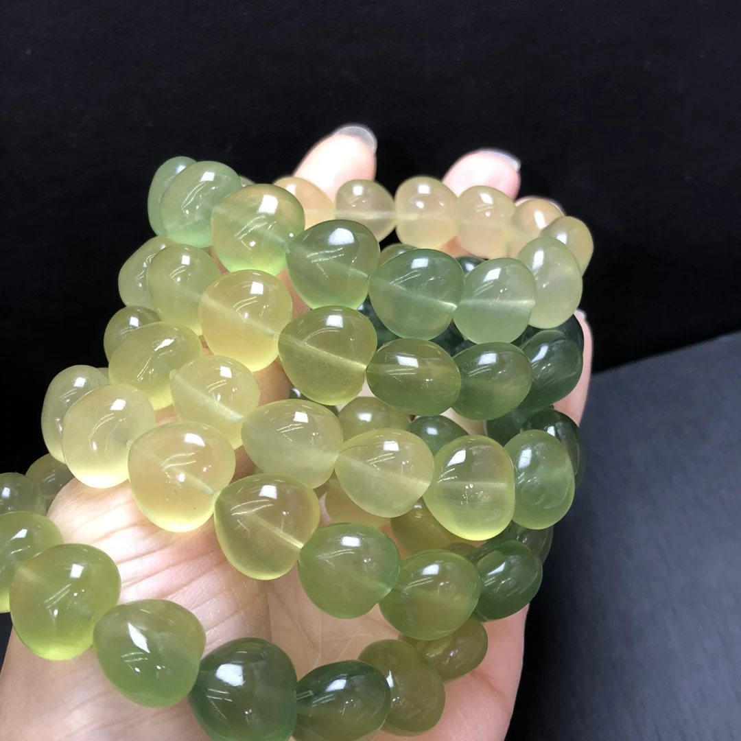 

1 Pc Fengbaowu Natural Green Fluorite Heart Bracelet 14MM Beads Reiki Healing Stone Fashion Jewelry Gift For Women