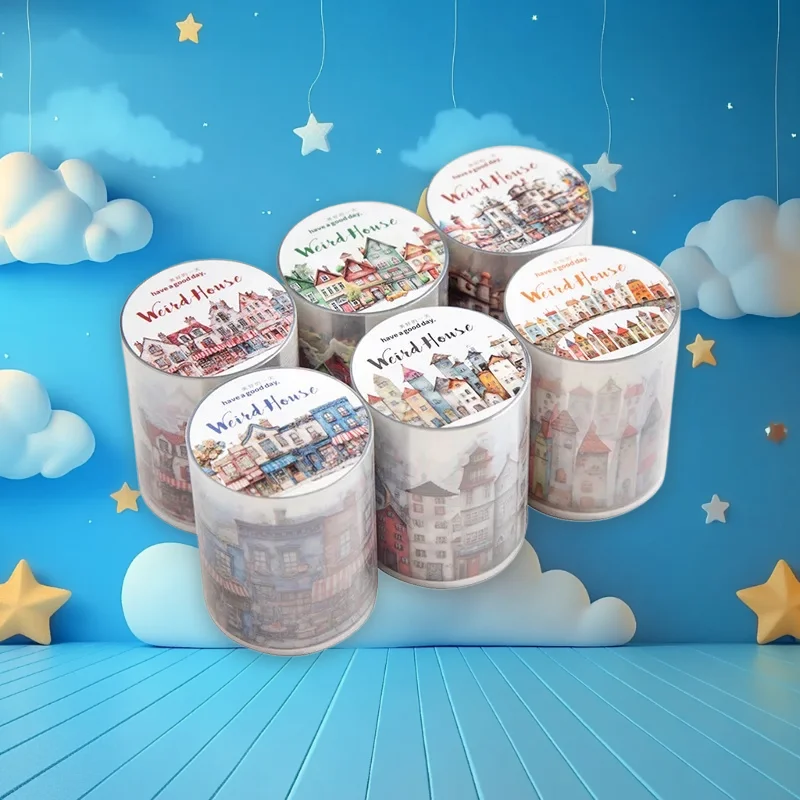 Whimsical Houses Series PET Washi Tape 6 Quirky Diorama Themes Fantasy Journal Decor