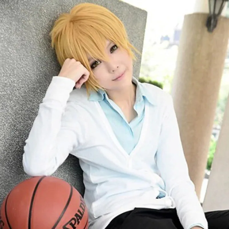 

Kise Ryota Gold Короткий парик аниме для косплея + шапочка для парика