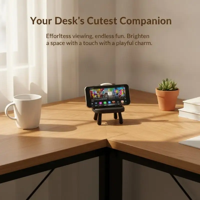 1Pc Cartoon Chair Shaped Phone Holder Stable Support Skin-Friendly Matte Stand for Desktop Home Office Video Watching view 5