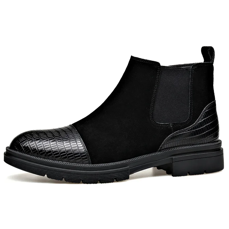 Outono inverno chelsea botas para homens moda casual camurça de vaca novo designer vestido sapatos homem cor sólida botas de tornozelo quentes masculino