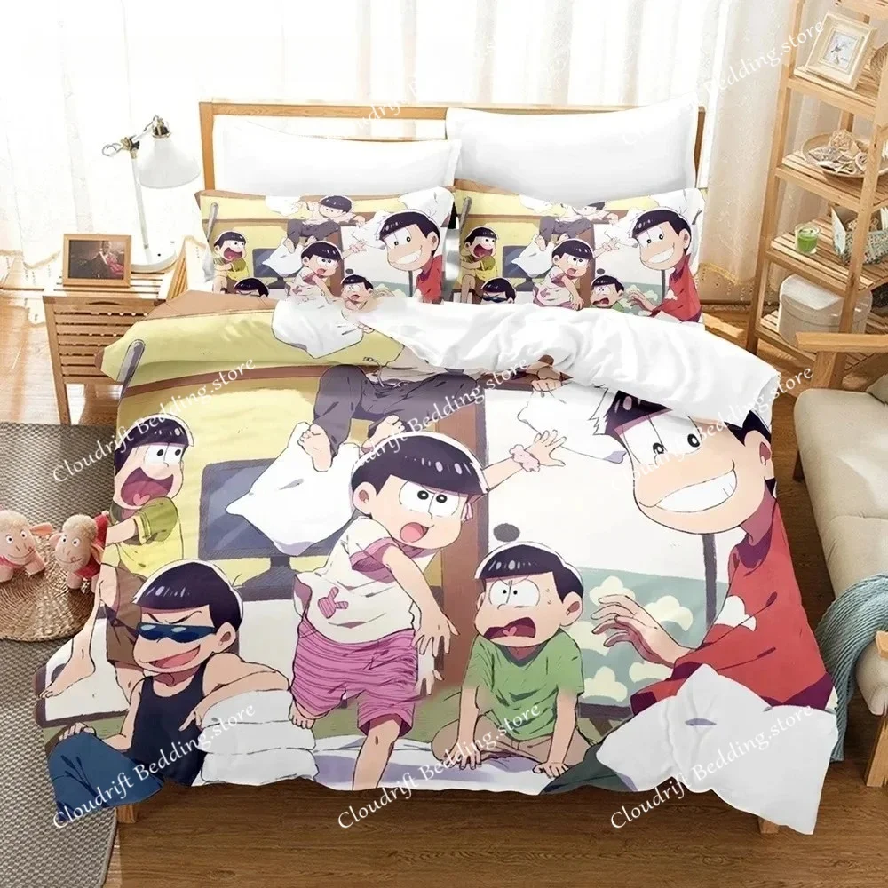 

Комплект постельного белья Osomatsu-san: односпальный, двуспальный, королевский размер, для взрослых и подростков, для спальни, с 3D-принтом аниме