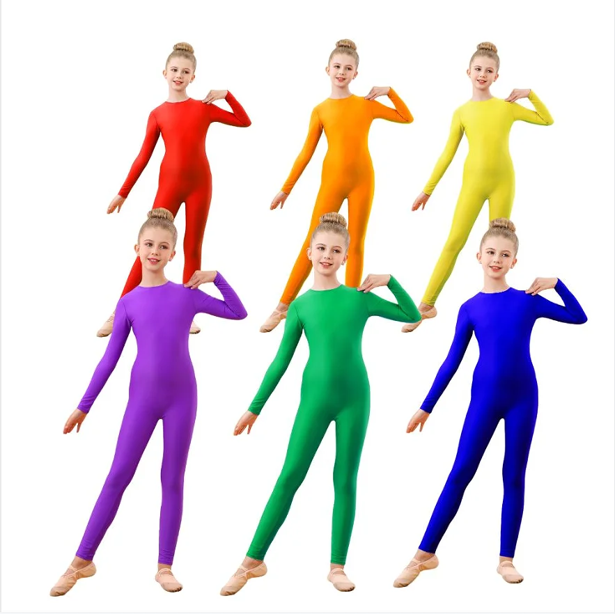 

Girls Ballet Dance Wear Kids Long Sleeve Gymnastics Unitards Team Dancewear One Piece Bodysuits Training Performance Wear