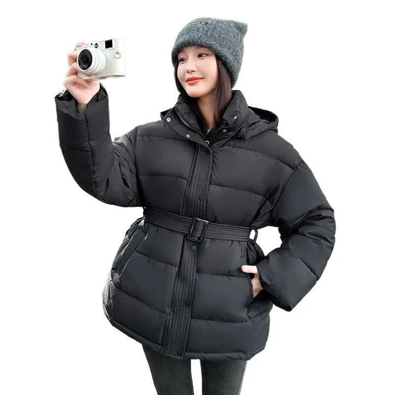 

НОВОЕ женское однотонное хлопковое пальто на шнуровке, модное пальто с лацканами и длинными рукавами, теплое свободное короткое пальто с карманами, новая женская зимняя уличная одежда