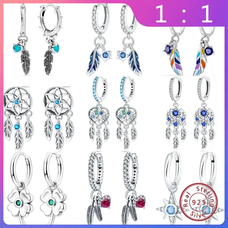 

Regalo Fino de Fiesta a la Moda: Pendientes Colgantes de Plata de Ley 925 para Mujer – Símbolo de la Suerte