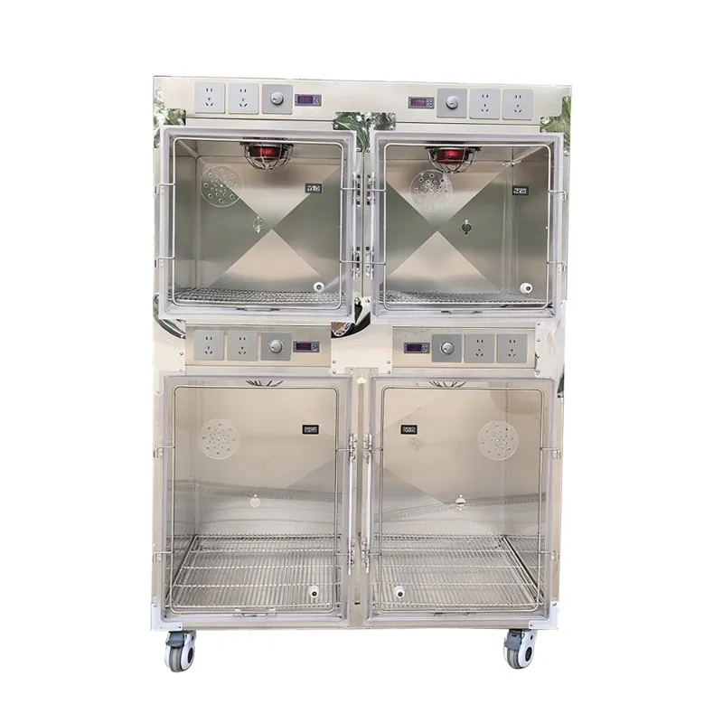 Reusable Stainless Steel Oxygen Cage with Red Warm Light Critical Care Hospital ICU Pet Operation Features for Dog Other Animals
