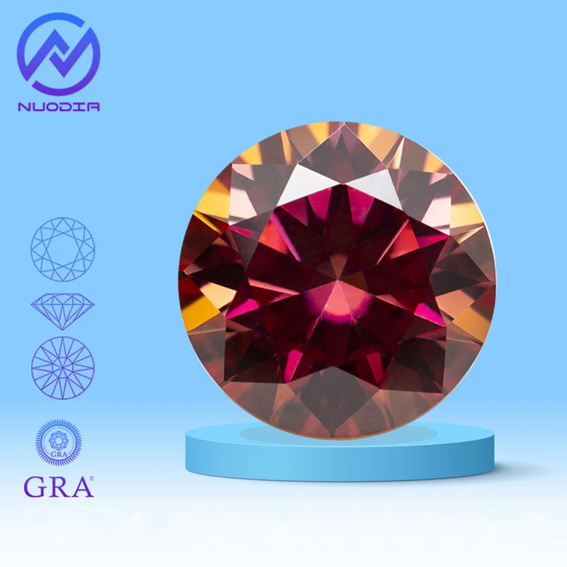 

Rainbow Red Color Moissanite Stone Round Cut 0.5-5.0ct Moissanita Loose Gemstone Pass Diamond Tester with GRA Certificate