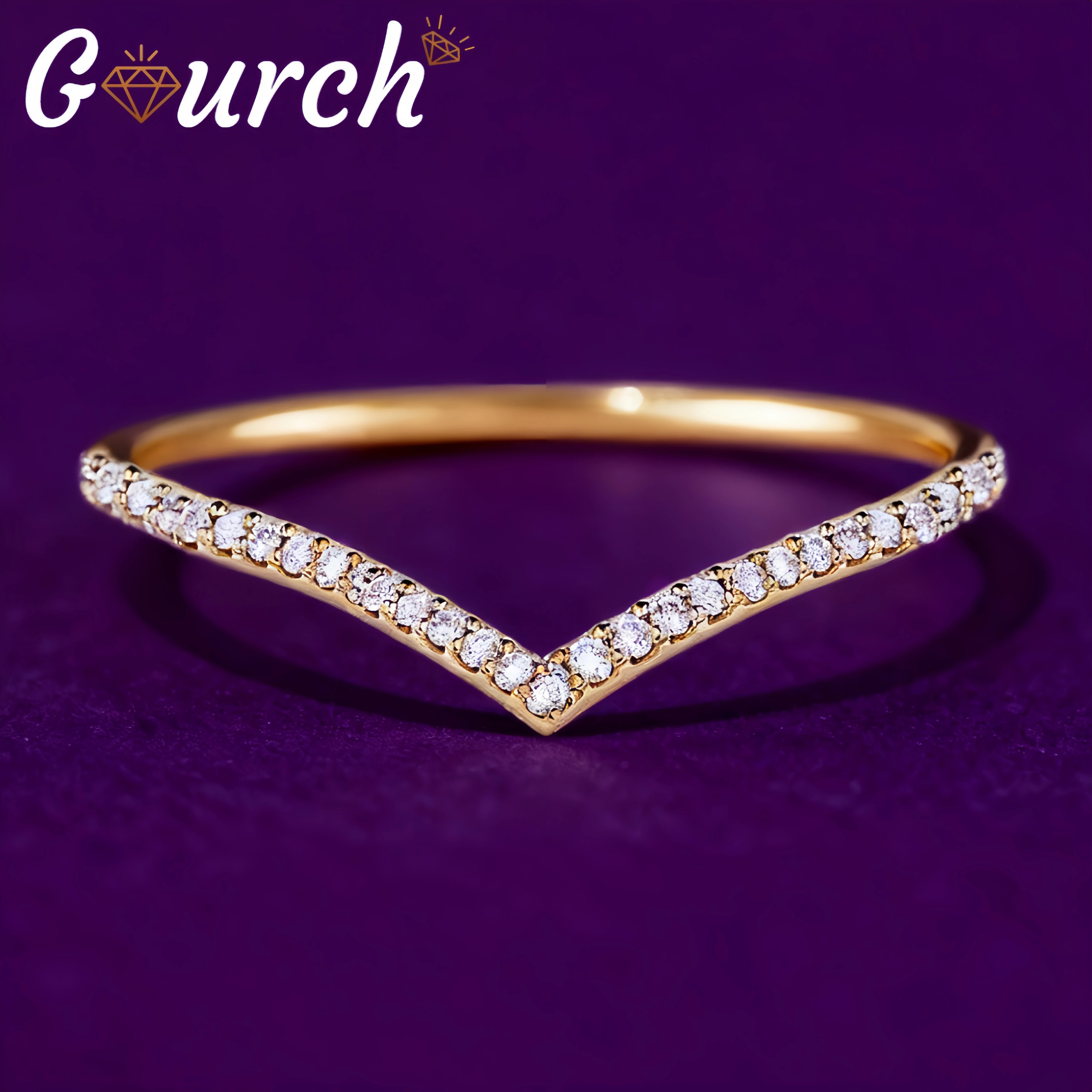 

Женское кольцо Eternity с муассанитом Gourch V-образной формы, стерлинговое серебро S925, модное модное кольцо с геометрическим рисунком, адаптируемое для свадьбы, дня рождения