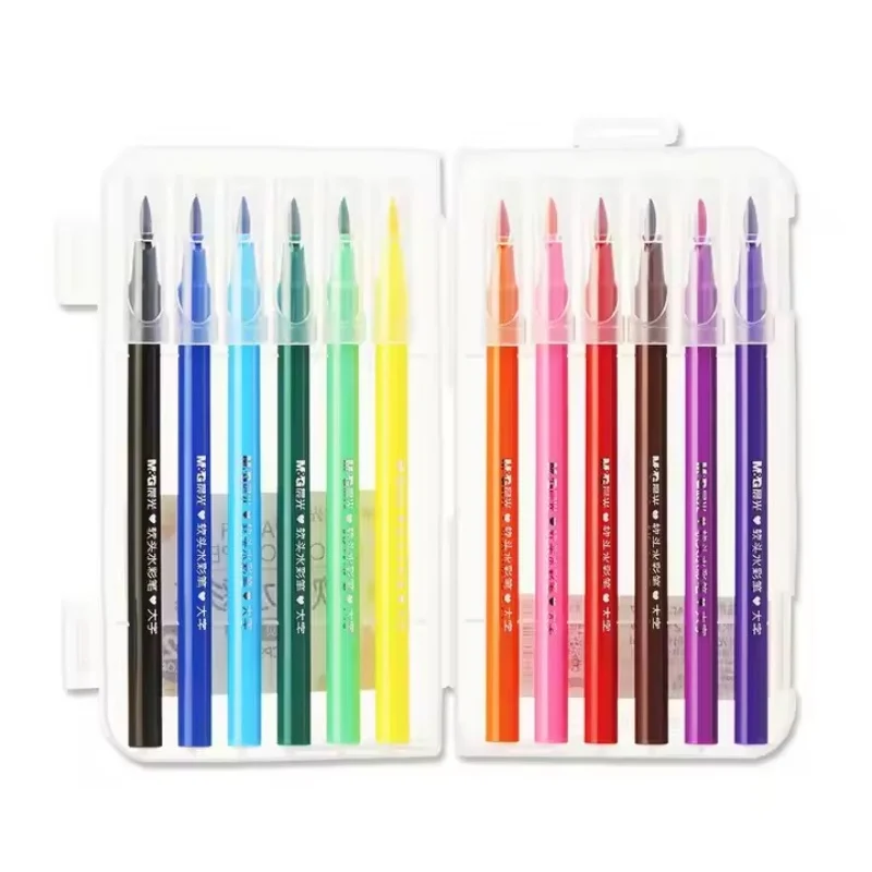 M&G Super Hot Sale Soft Brush Washable Water Color Pen 12 18 24 36 48Colors Set Kids School Students Children Gifts Art Supplies