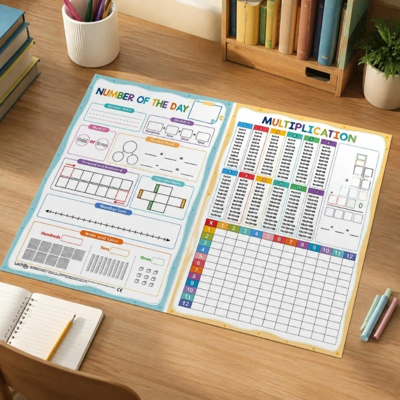 31BA Preschool Math Poster Set with Write-In Daily Number Activities, 2 Sheets