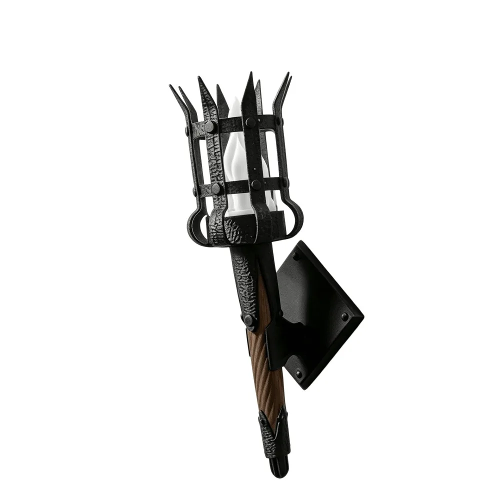 Vintage Medieval Torch Wall Lamp Dual Torch 3D Print Halloween Flame Torch Light Fantasy Theme Castle Style