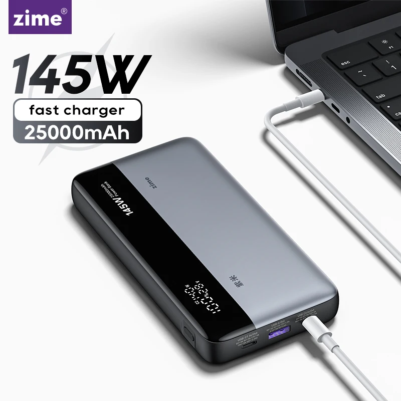 

zime 145W 25000mAh Power Bank PD Fast Charging Portable With External Battery For MacBook Pro/Air iPhone 15/14/13 And More 100W