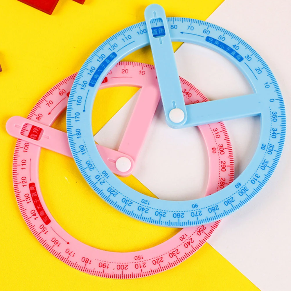 

3 Pcs 360 Degree Protractors ABS Teaching Tools for Students Teachers Angle Learning Swing Arm Easy
