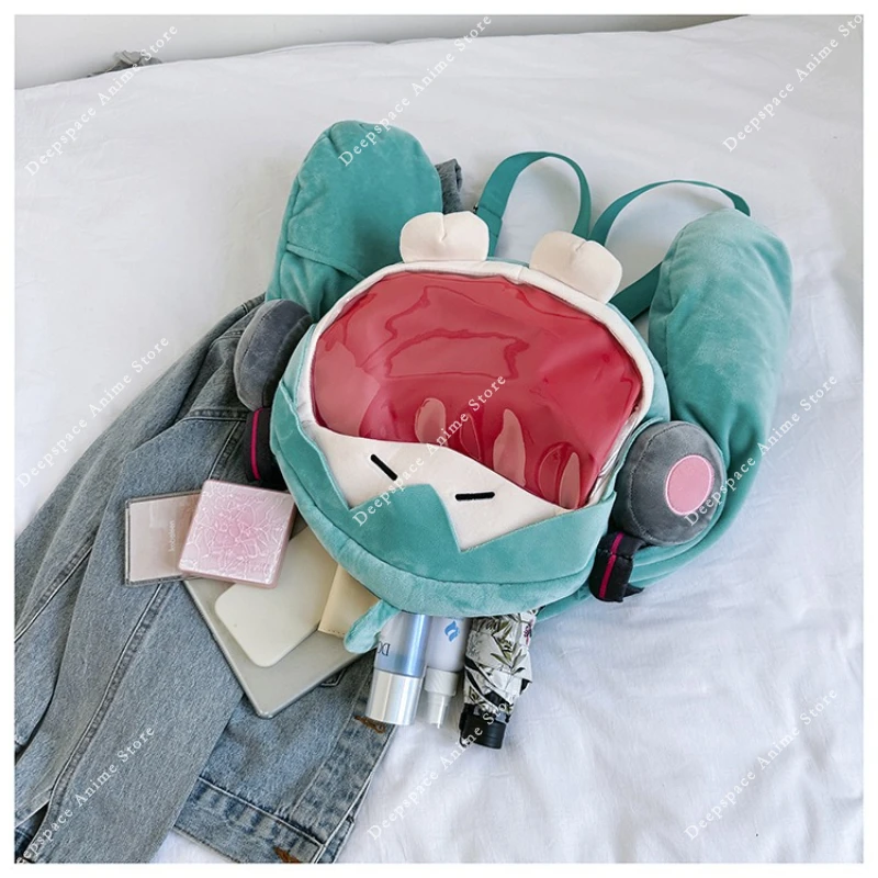 핫 하츠네 미쿠 백팩 귀여운 애니메이션 소녀 모델 인형 가방 카와이 이타백 학생 가방 패킷 어린이 선물 장난감 코스프레 액세서리