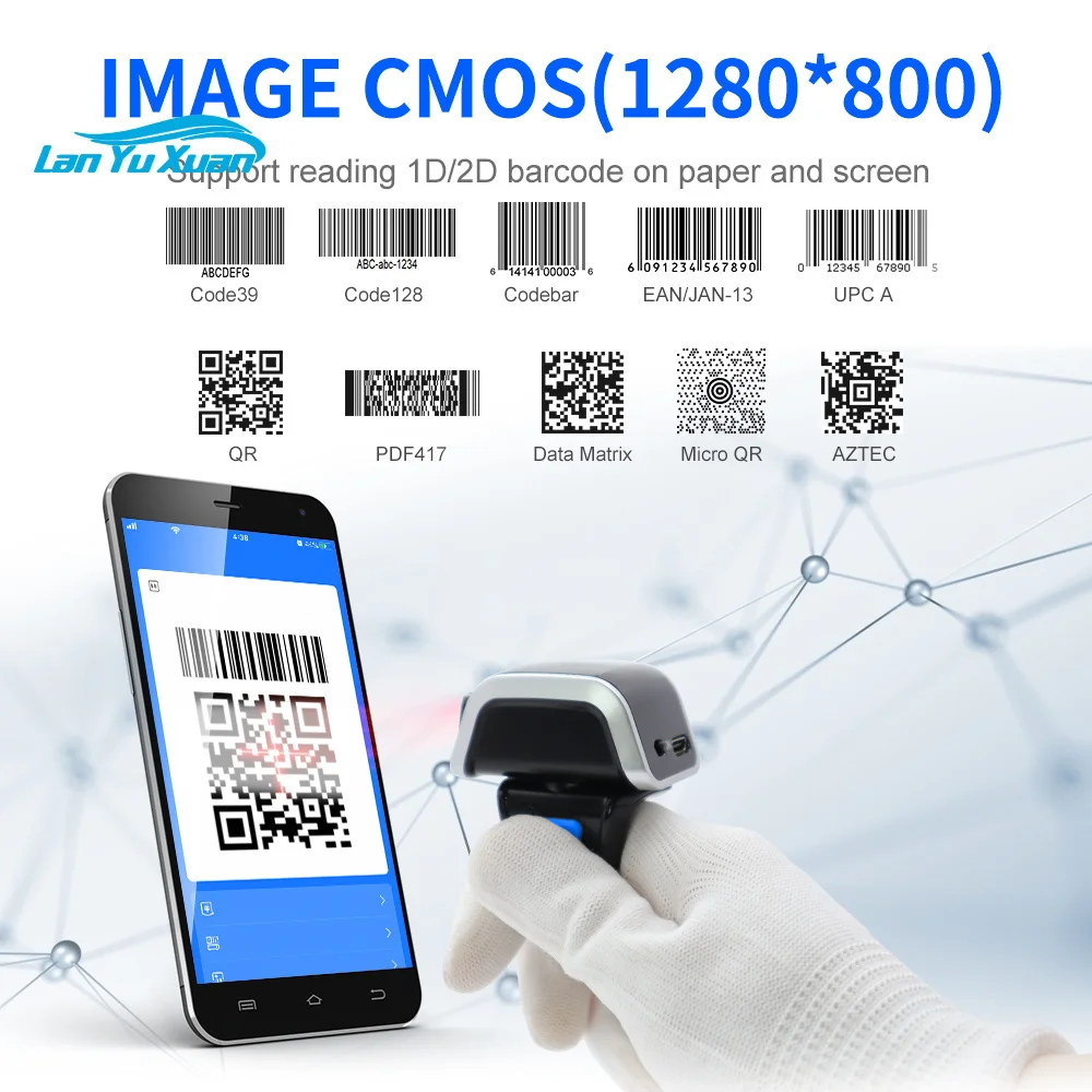 GTCODESTAR GT-S112B Wireless Wearable Finger Qr Code Scanner Warehouse Portable Ring Barcode Reader 2D Barcode Scanner