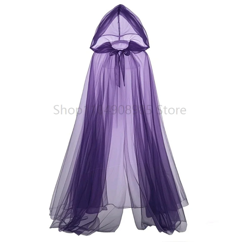 

Witch Costume Elf Cloak Dress Up Lace Up Women Halloween Hooded Tulle Cape Cosplay 2025