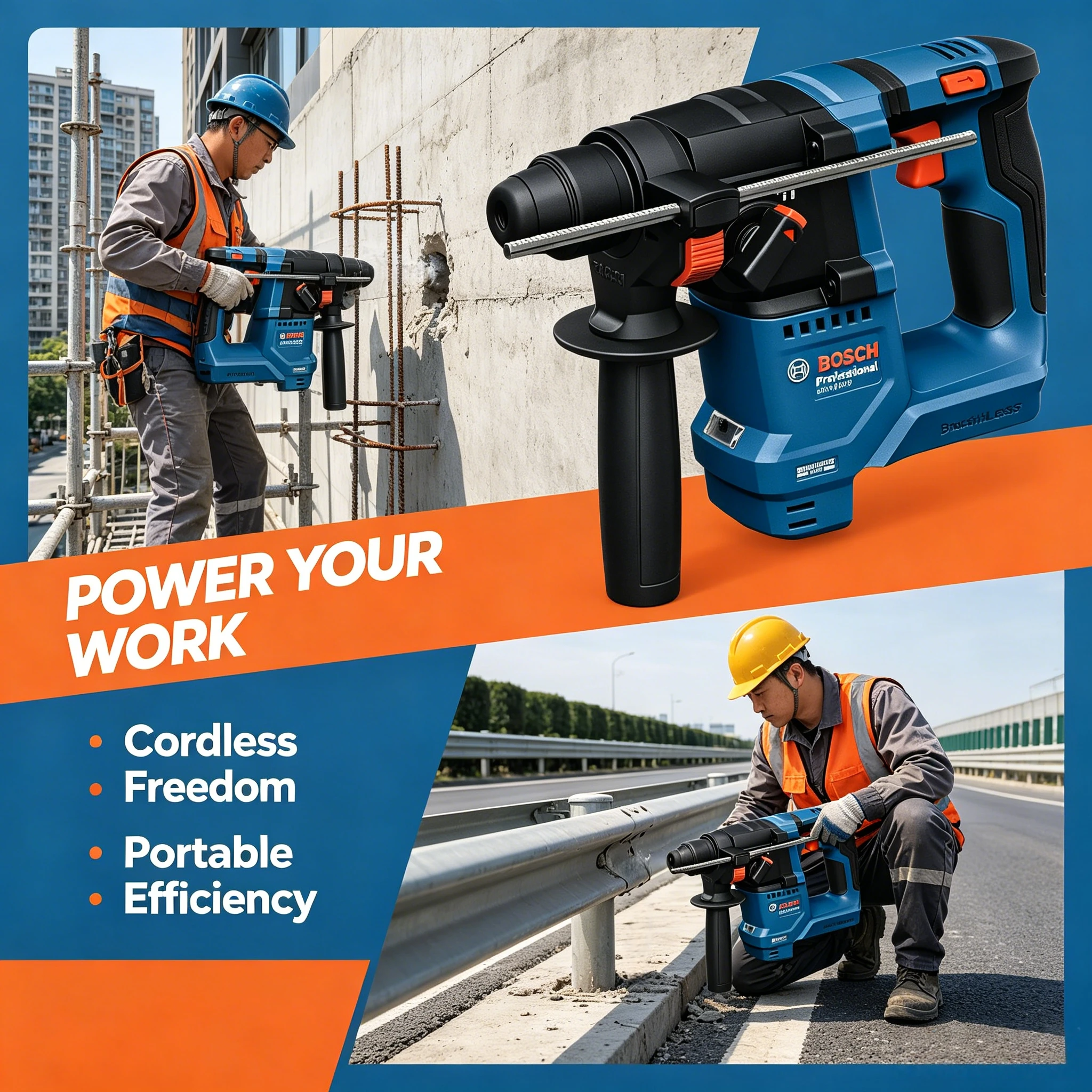 

Bosch GBH 18V-18 Drills, Jobsite-Ready Build, Ergonomic Auxiliary Handle for Controlled, Fatigue-Free Operation