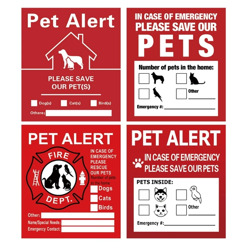 Pet Inside Alert Sticker Warning Labels Waterproof and Durable Dog Save Sticker Decals for Fire Safety Emergency