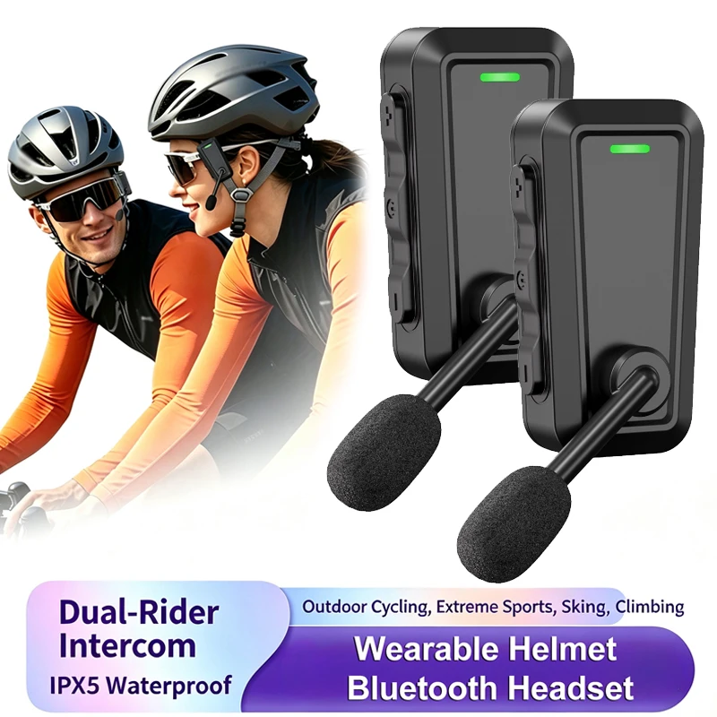 Bluetooth Helmet Intercom Headset Wireless Music Sharing Earphones with Noise Canceling Earphone for Outdoor Climbing Cycling