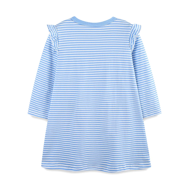 Little maven Girls Party Dresses Cartoon Apples Baby Girls Long Sleeve Striped Dress Costume for Kids Casual Clothes