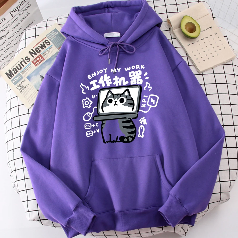 Cartoon Cat Is An Abstract Work Machine Mans Pullover Comfort Harajuku Wei Clothing Leisure Youth Hoody Youth Cartoon Clothing