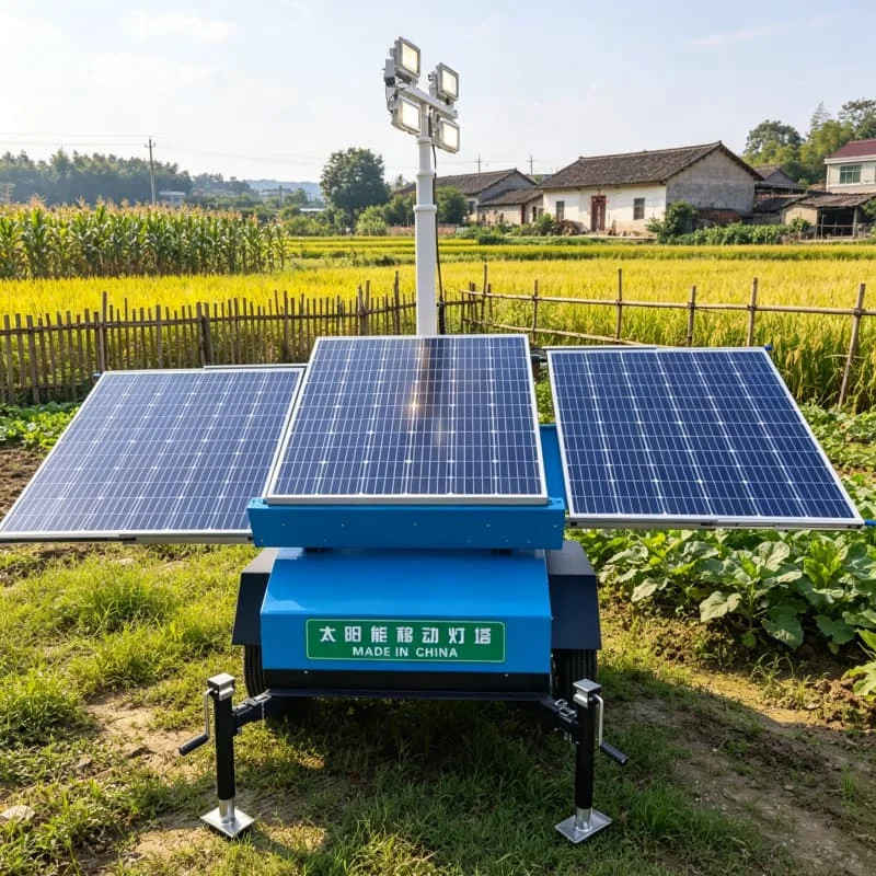 Trailer Mobile Light Tower 6x320W LED 9m Mast Solar Hybrid for Airport Parking Lot Square Customized High Quality Sale