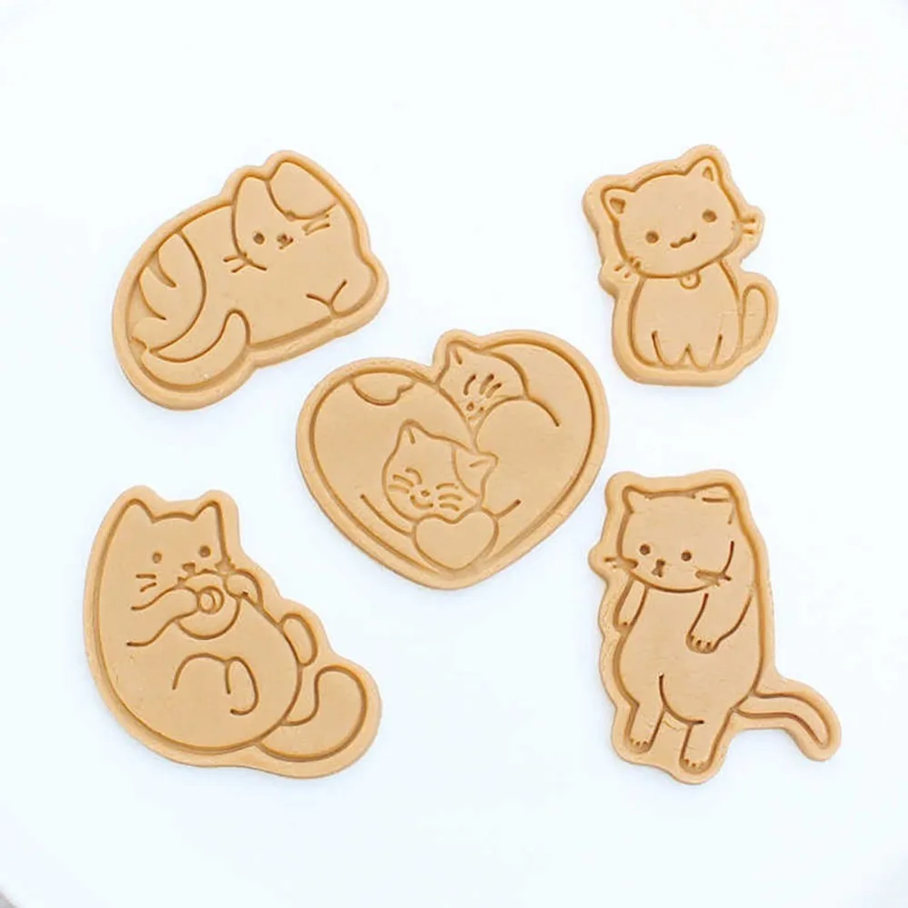 Cute Cat Cookie Cutters Biscuit Mold Stamp Kitchen Baking Pastry Bakeware Dessert Baking Supplies 2