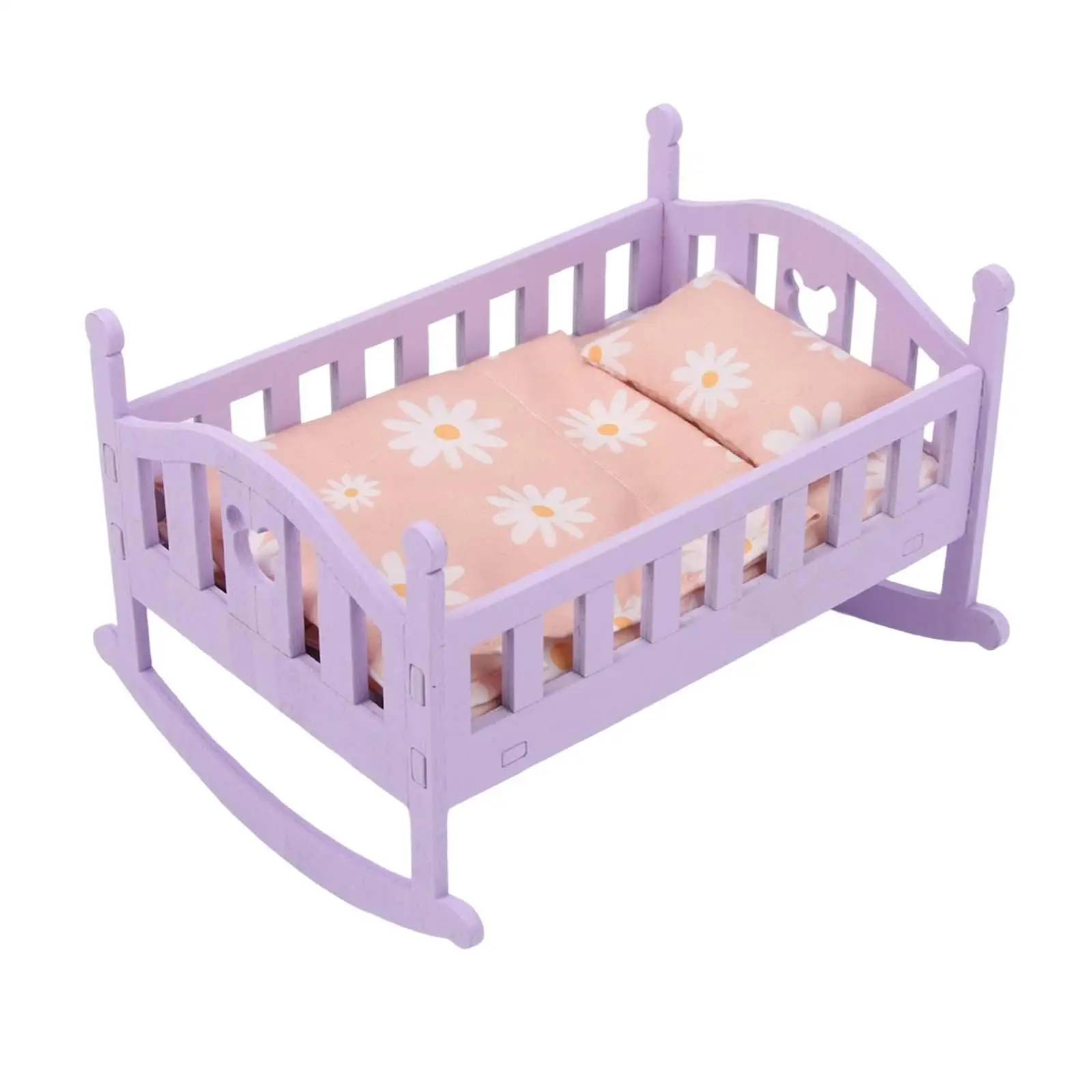 Simulation Baby Doll Bed with Bedding Set for 16cm 1/2 Doll DIY Scene Pretend