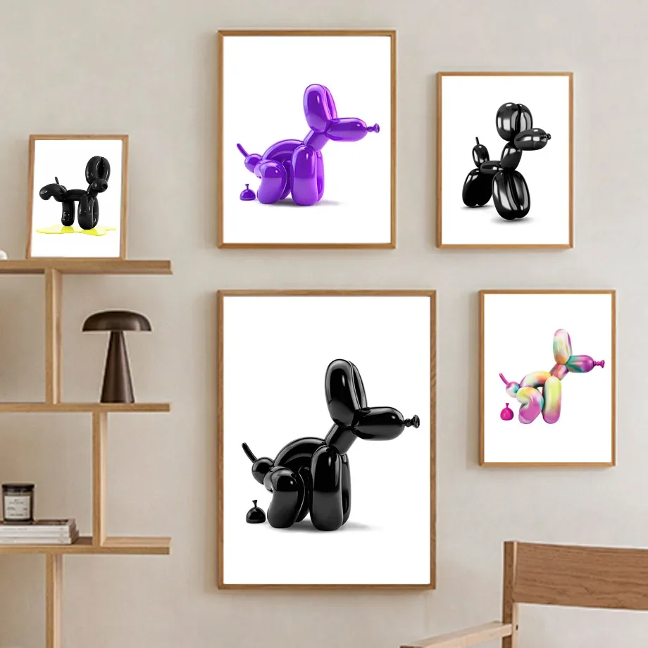 جيف كونز الملونة بالون الكلب ملتوي الحيوان الرسم على لوحات القماش الجدارية الشمال الملصقات والمطبوعات جدار صورة للحمام دي #1