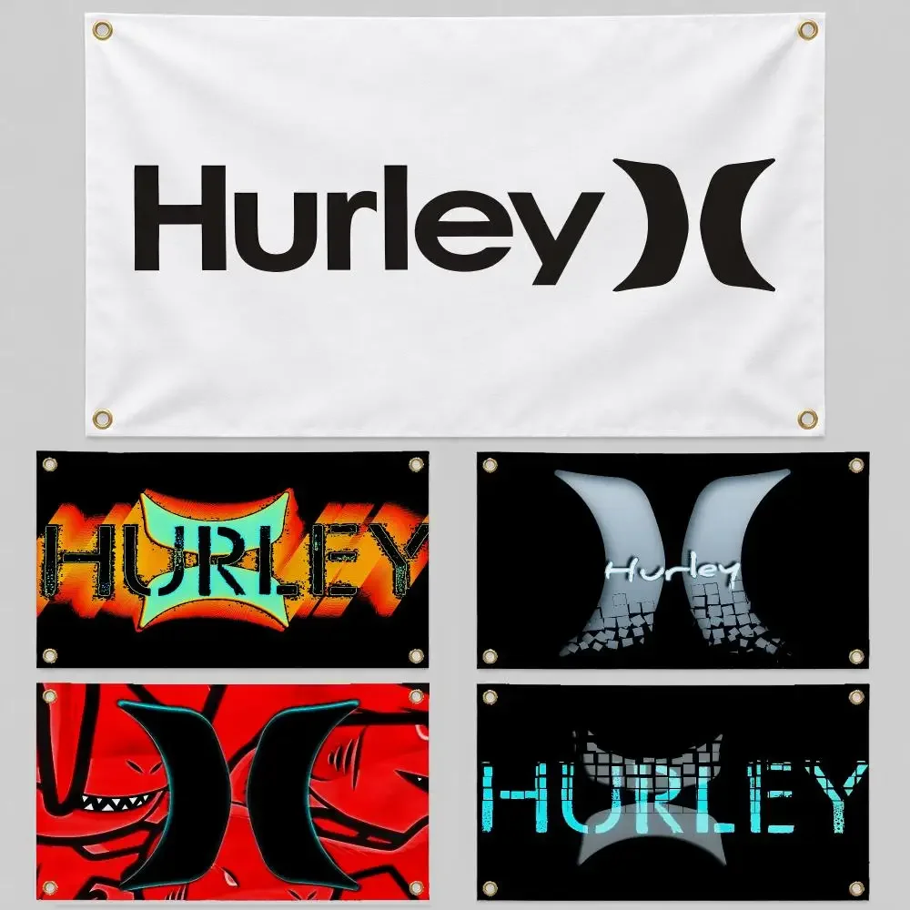 Brand Hurley Surfing Skateboarding Logo Flags Wall Hanging Background Flag Wall Decor Banners for Outdoor Bedroom Dorm Room