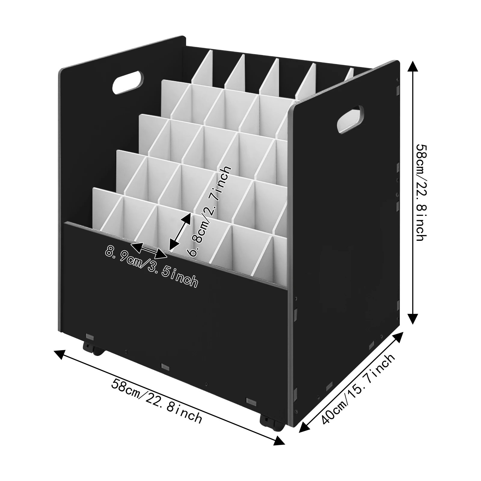 Rak Penyimpanan File Gulung Seluler, Lemari Penyimpanan File Gulung dengan Roda, Organizer Penyimpanan File Gulung 30 Slot dengan Roda
