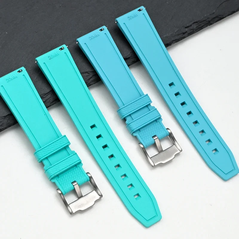 20/22mm Fluoro Rubber Strap for Omega x Swatch MoonSwatch FKM Sport Waterproof Universal Replace Watch Band for Seiko for Huawei