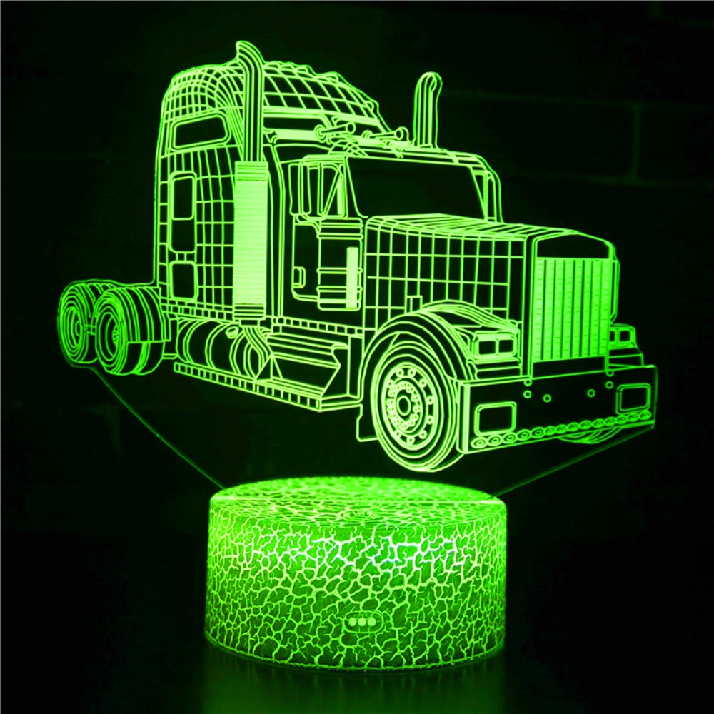 Nighdn Truck 3D Bedside Lamp Illusion Night Light 7 Colors Changing Kids Bedroom Décor Birthday Gift Present for Boy Men Baby