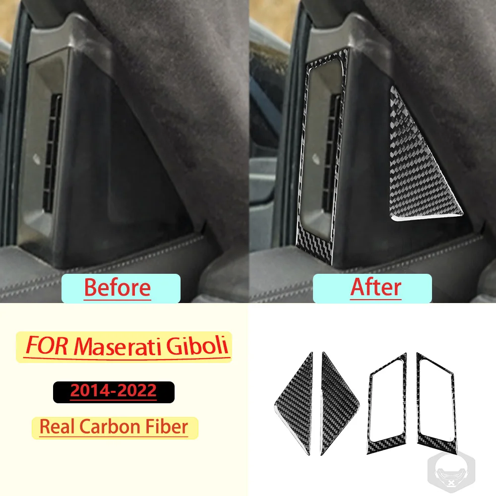 Real Soft Carbon Fiber For Maserati Giboli  2014–2022 Car A-pillar speaker Trim Customizable Sticker Interior Accessories