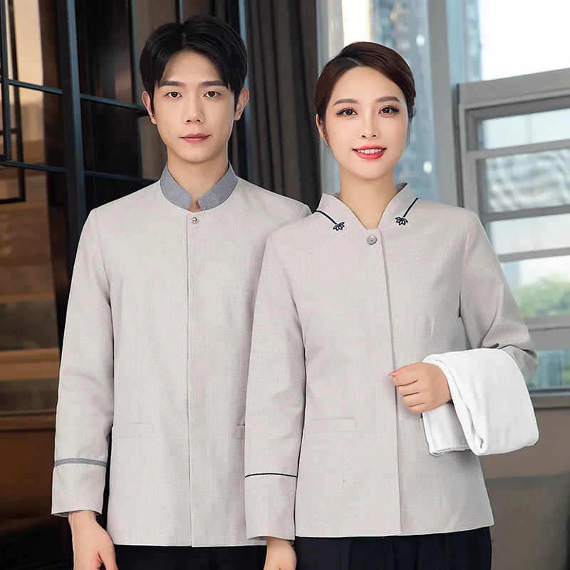 

Осенне-зимняя рабочая одежда с длинными рукавами для уборщиков, униформа для персонала по уборке, костюмы для сотрудников гостиничных номеров.