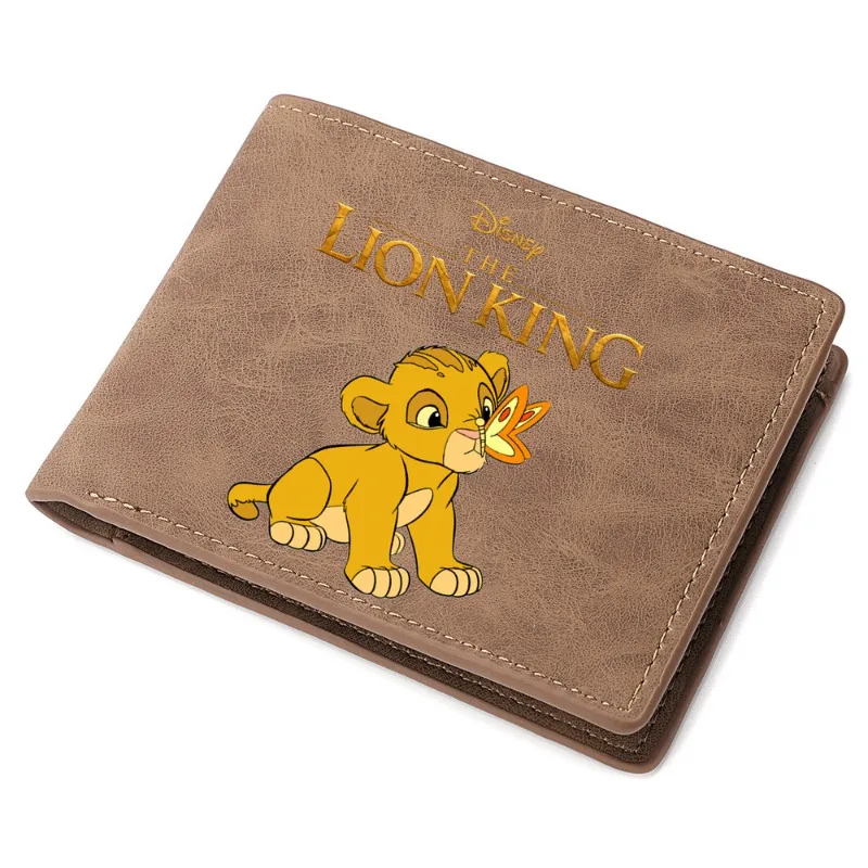 Lion King Men\'s Short Soft Leather Wallet 2024 New Popular PU Zipper Wallet Multifunctional Coin ID Card Credit Card Coin Purse