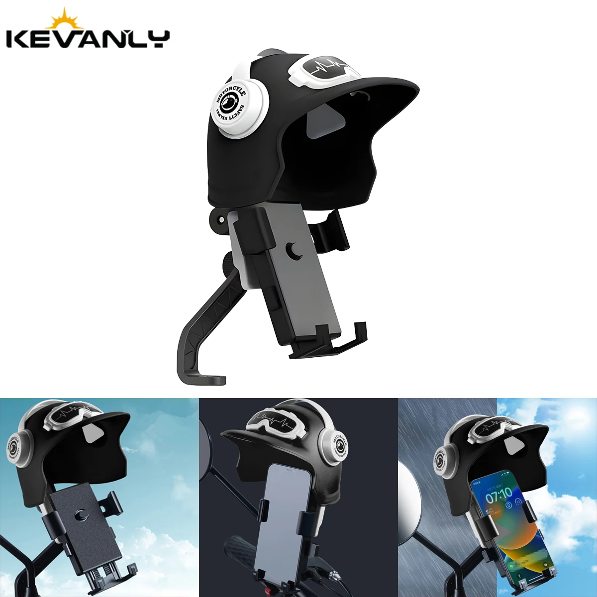 1pc Small Helmet Rider Motorcycle Mobile Phone Holder Electric Bicycle Waterproof Sunshade Navigation Mobile Phone Holder