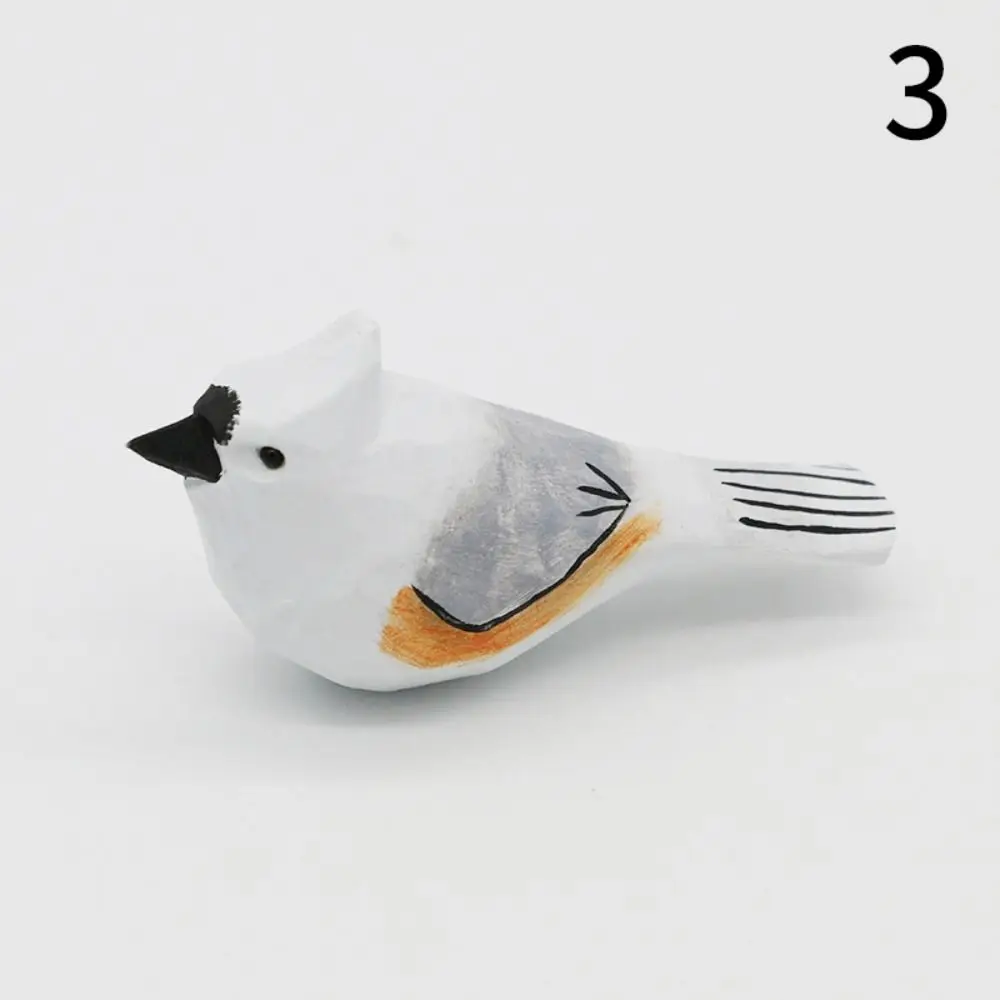 Desktop Ornament Cute Wood Carving Bird Mini Carving Small Bird Ornament Nordic-style Painting Wooden Bird Figurine Children's