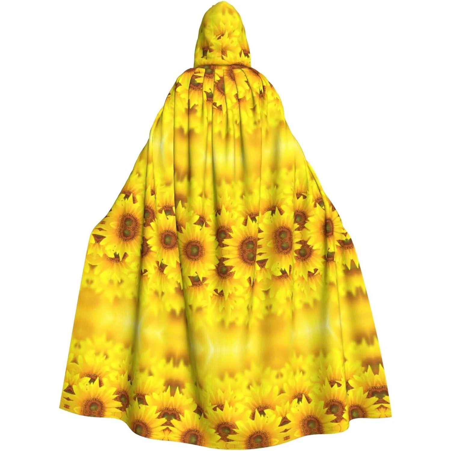 

Желтая накидка с капюшоном и принтом подсолнечника для взрослых, карнавальная праздничная накидка, халат для косплея, костюм для вечеринки, готический карнавал