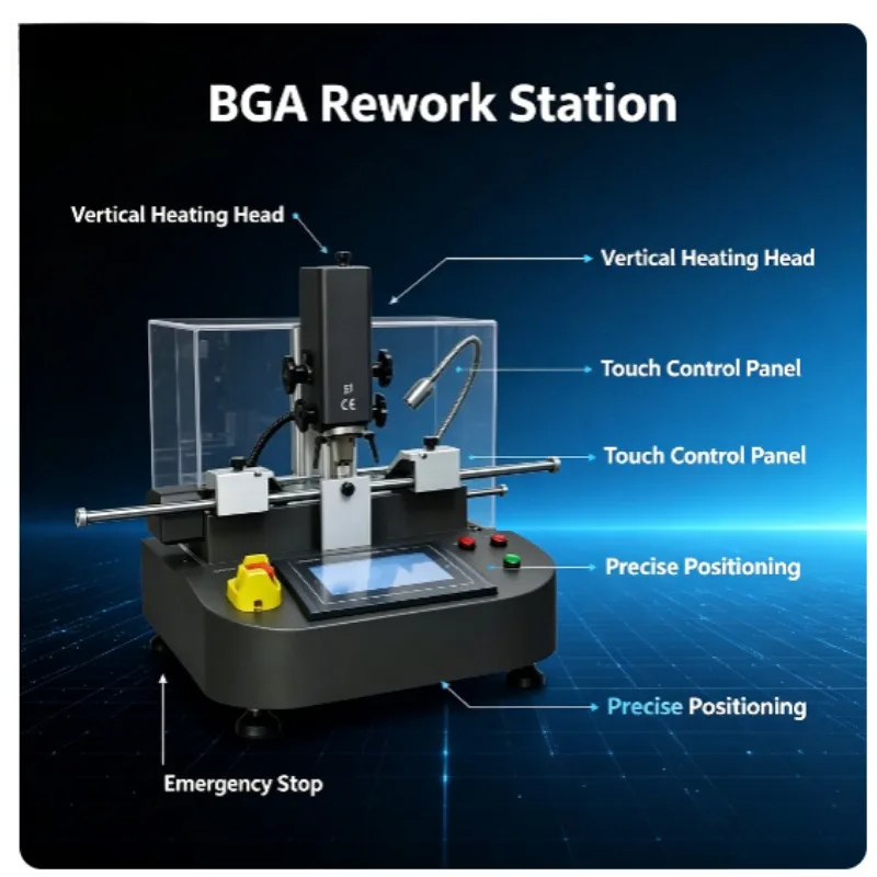 S7 BGA Rework Station IC Chip Hot Air Welding Equipment SMT Infrared Soldering Repair Tools 3 Temperature Area Touch Screen
