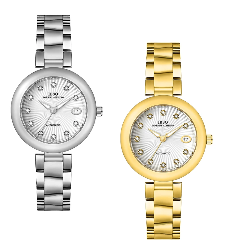 امرأة فاخرة ساعة أوتوماتيكية مقاوم للماء موضة ساعات المعصم الميكانيكية هدايا السيدات الماركات الأصلية ساعة اليد الإناث الرياح الذاتية