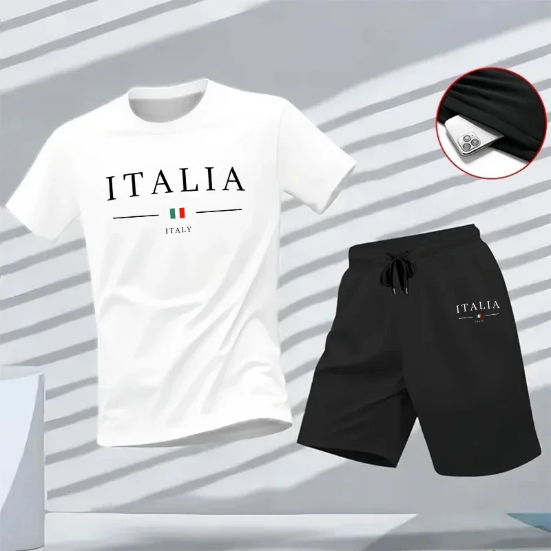 

Versatile 2026 Summer Outdoors Jogging Two-piece Set Shorts-sleeved T-shirt and Sport Short Daily Men's Tracksuit Casual Quality