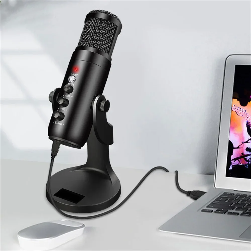 USB Condenser Microphone Esports Game Call Recording Condenser Mic for Studio Recording Streaming Video-A6T