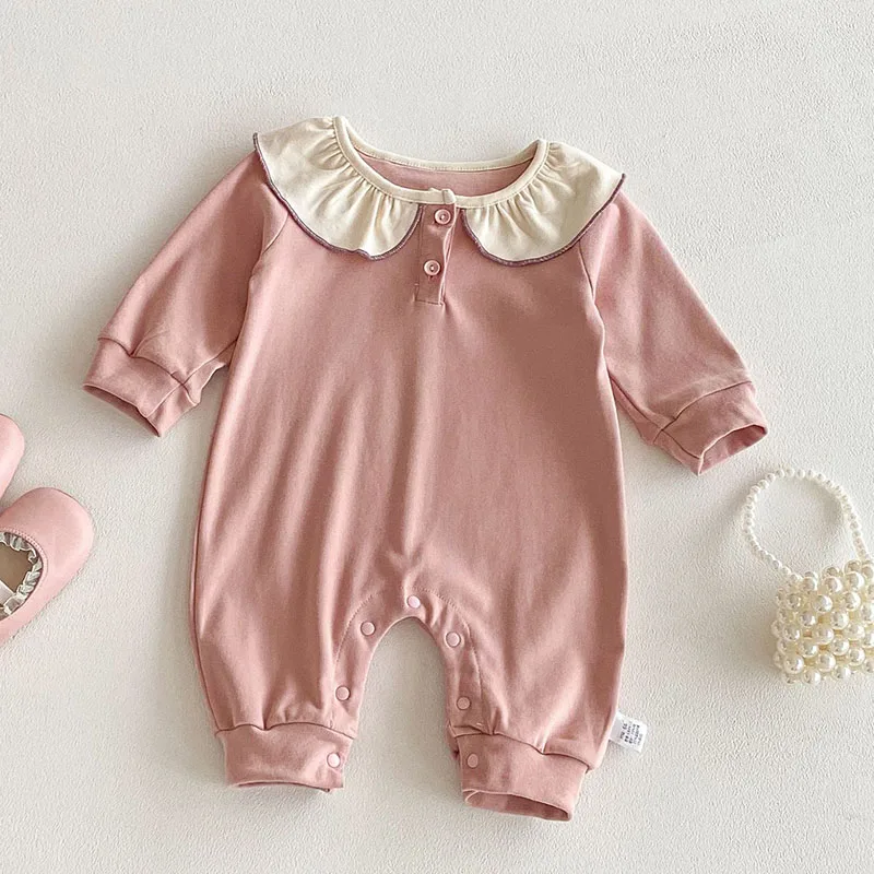 

2025 New Autumn 0-24M Children Clothes Infant Baby Girls Jumpsuit Long Sleeved Cotton Toddler Baby Girl Romper