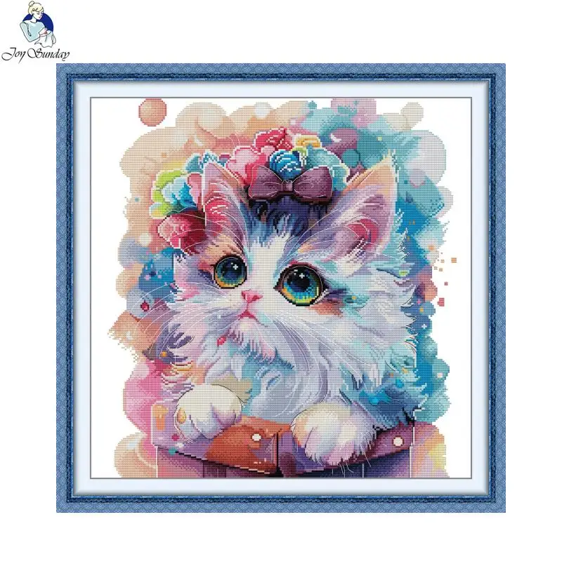 Joy Sunday Princess Kitty Cross Stitch kit completi tessuto stampato 16CT 14CT ricamo ricamo cucito lavoro a maglia