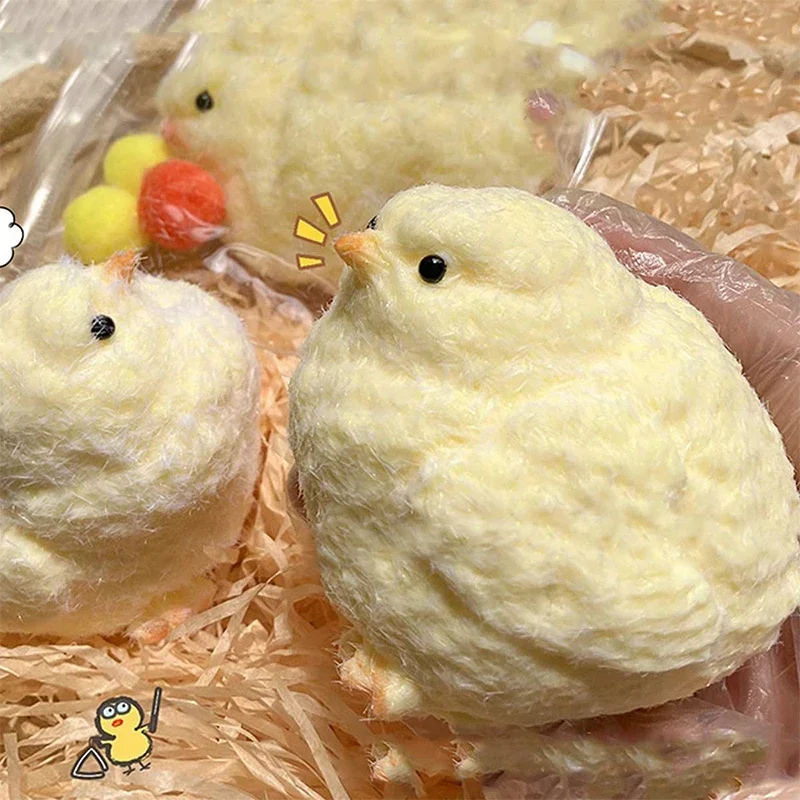 TPR Cute Chick Relieves Stress Plush Mini Yellow Chick Silicone Pinch Music Slow Rebound Release Pinch Music Handmade Chicken