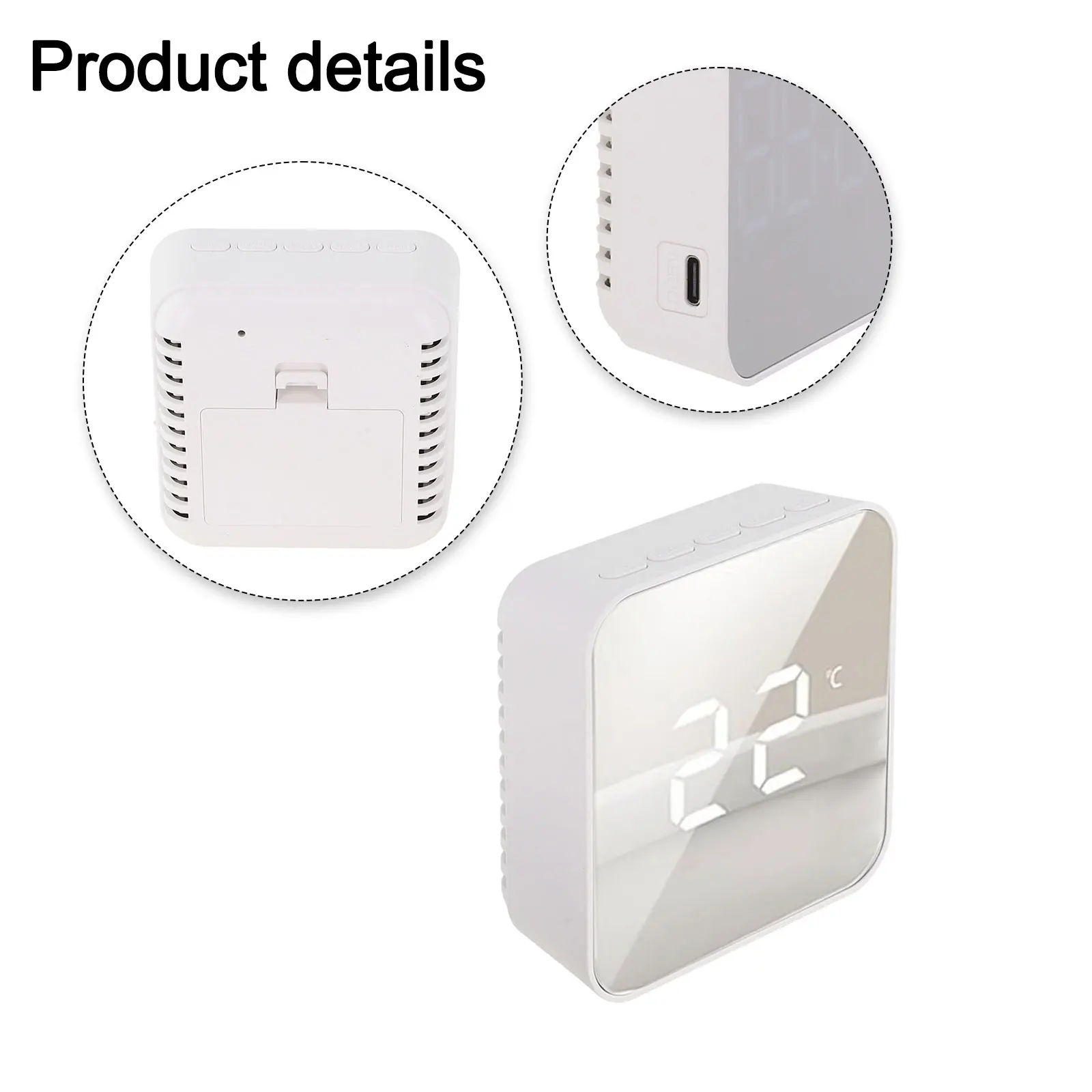 Adjustable Brightness Clock Digital Alarm Clock For Sleeping Environment Snooze Function Temperature Display Dual Power Options