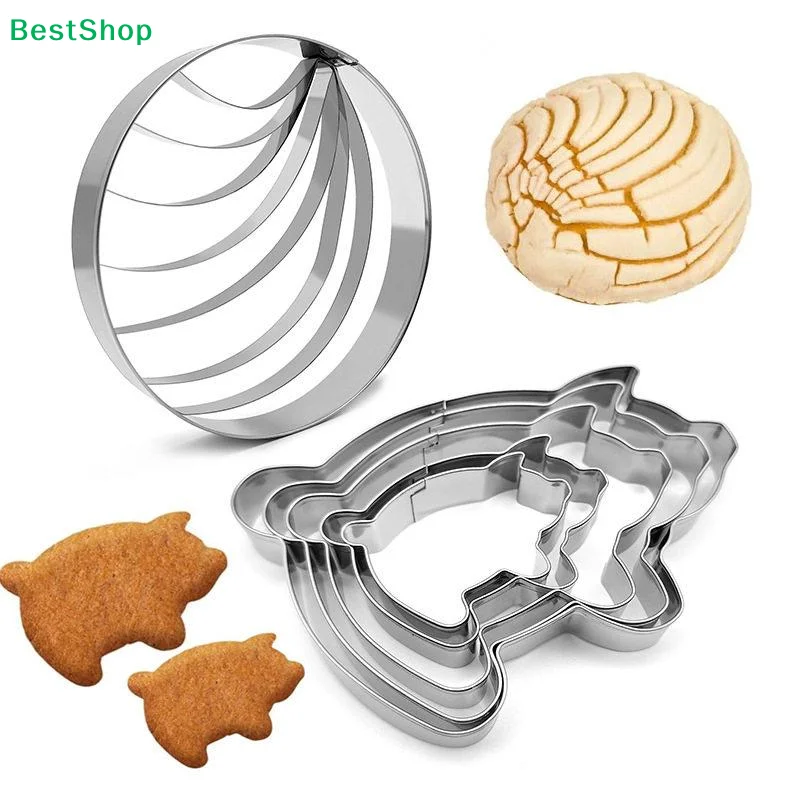 ☭Stainless Steel Cookie Cutter Set,Concha Bread Mold & Pig Shaped Biscuit Cutters for Mexican Pan Dulce & Baking