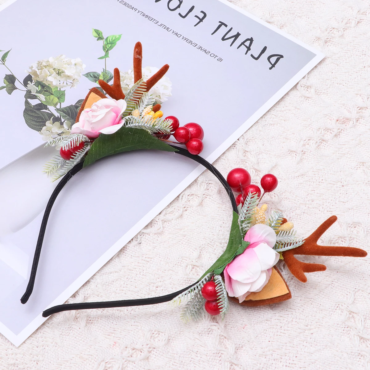 

1Pcs Christmas Antler Hair Band Lightweight Floral Headwear Party Hair Hoop for Girls Kids Gift Holiday Accessory